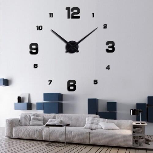 3D DIY Creative Acrylic Mirror Wall Clock Digital Europe Modern Brief Wall Clocks Living Room Circular Needle Large Wall Clock
