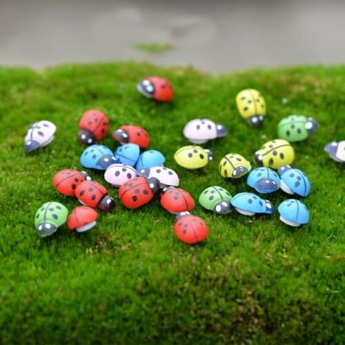 50PCS Miniature Garden Ladybug Fairy Figurine Miniature Garden Ornament Dollhouse Decoration for Moss Micro Landscape