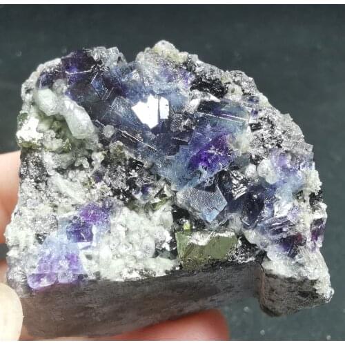 56.4gNatural rare purple fluorite brass wolframite associated mineral specimen stone and CRYSTAL HEALING CRYSTAL QUARTZ GEM