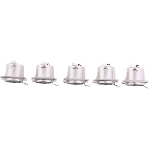 5x Female Socket 3-pin XLR Jack Socket Panel Mount Connector