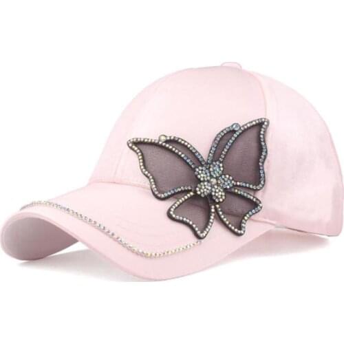 YLWHJ 2020 New Fashion Black Butterfly Baseball Cap Girls and women Snapback Hip Hop Sun Hat high quality rhinestone casquett