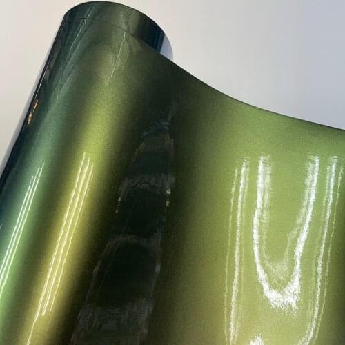 50cmx500/600cm Diamond Glitter Chameleon Vinyl Wrap Glossy Metallic Vehicle Film Green Gold Stretchable Air Release DIY Decals