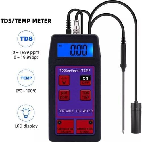 Portable TDS TEMP Meter Digital Water Quality Tester Water Filter Measuring Purity Analyzer for Aquarium Pool with LCD Backlight