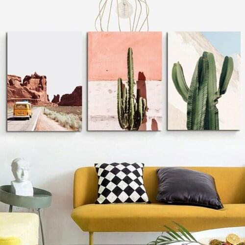 Nordic Decoration Painting Modern Wall Art Landscape Poster Life Journey Desert Cactus Car Sea Travel Print On Canvas Room Decor