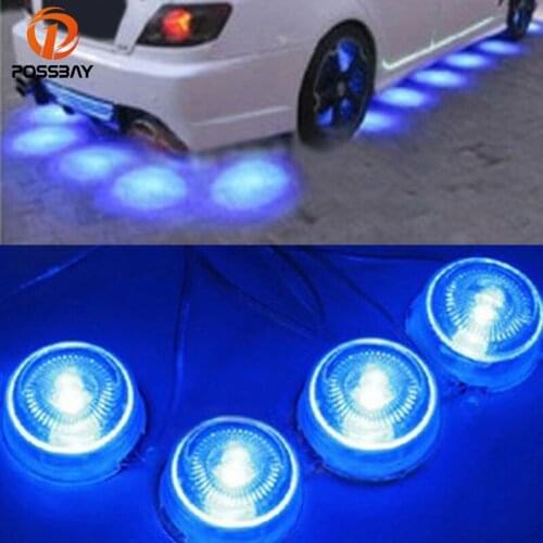 POSSBAY 8Pcs Blue Light LED Under Car Glow Underbody Lights Decorative Lamp For Car 12V Atmosphere Light Bulb