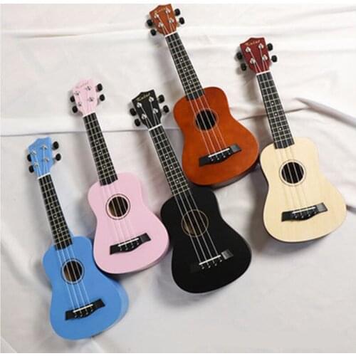 Childrens Ukulele 21 Inch High Quality Basswood Nylon String Blue Pink Wood Black Brown Funny Childrens Birthday Gifts UK2101