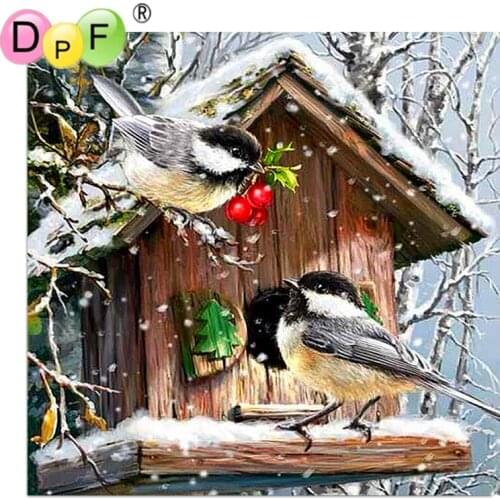DPF Hot 5D Round full Diamond painting Cross Stitch Birds house diamond Mosaic Diamond Embroidery Needlework home decor crafts
