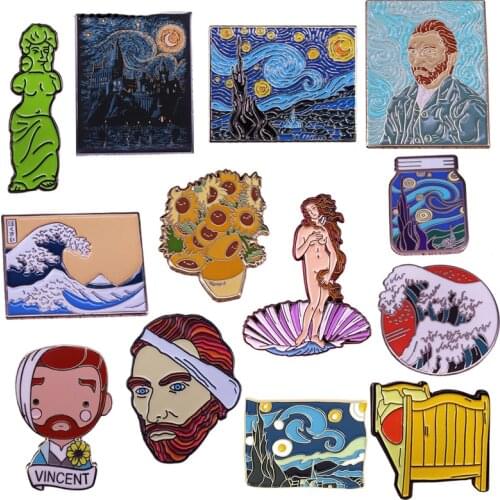 DZ1967 Cute Art Figures Enamel Pin Brooches Bag Collar Lapel Pin Cartoon Badge Backpack Decoration Jewelry Gift Accessories