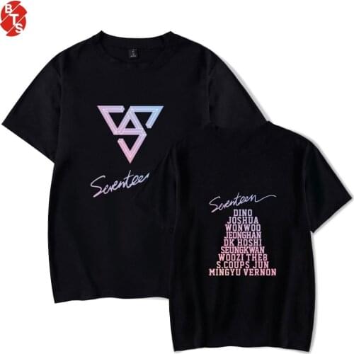 SEVENTEEN Kpop Pritned Sumemr Short Sleeve T-shirts Women/Men Fashion Streetwear Casual Tshirts 2018 Hot Sale Trendy Clothes