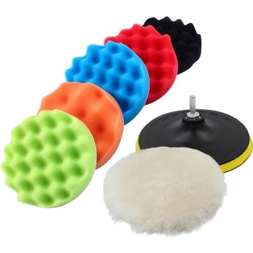 11pcs 7'' 180mm Car RV Camper Waxing Buffing Polishing Sponge Pad Polisher Drill Adapter Cleaning Car Accessories Universal