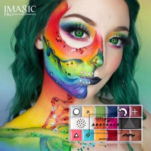 IMAGIC 16 Colors Face Body Painting Oil Safe Kids Flash Tattoo Painting Art Halloween Party Makeup Fancy Dress Beauty Palette