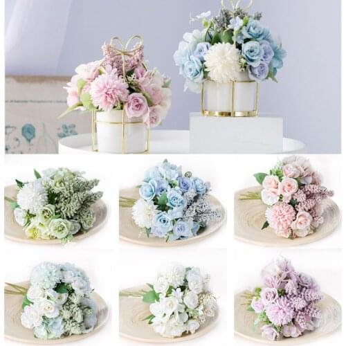 13 Heads Real Touch Artificial Silk Flowers Rose Peony Bridal Wedding Bouquet Fake Flower Home Decor