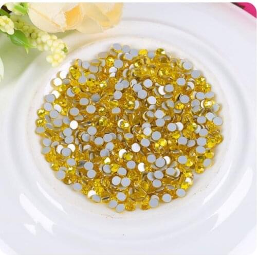 Glue on Rhinestones ss3-ss30 Citrine color Flat Back Non HotFix Nail art Rhinestone 3D Glass Nail Art Decorations Mix Rhinestone