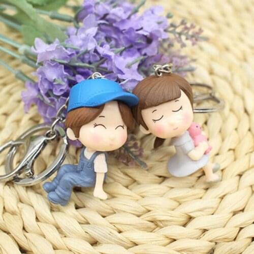 Ring Charm Bag Trinket Pendant Holder Alloy Key Car Key Chain for Lover Gift Doll Couple Keychain Cartoon Cute Pvc