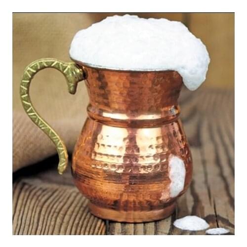 Copper Water & Buttermilk Cup 1/3/6 Pieces English Copper Plated with Handle Pure Copper Hand Hammered accessories Hand Forged