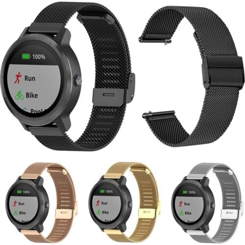 Metal Wrist Band For Garmin Vivoactive 4 3/Venu 2/Forerunner 245 645 Smart Watch Strap Stainless Steel Bracelet For Amazfit GTR