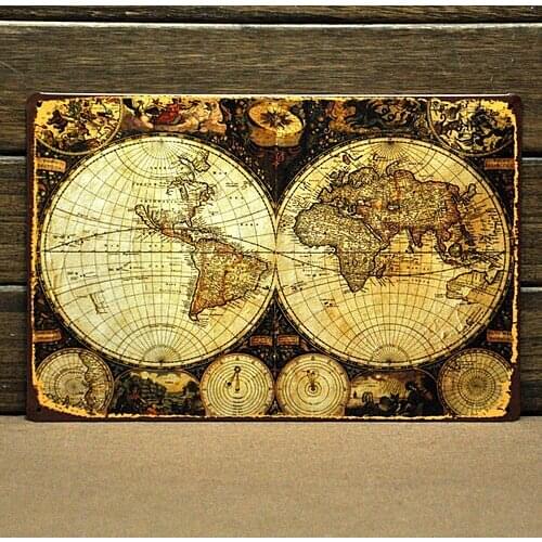 [ Mike86 ] Vintage World Map Tin signs House Office PUB Bar Metal Iron Painting B-9 Mix order 20*30 CM
