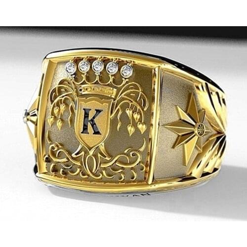 Fashion Mens Life Tree Shield "K" Ring Punk Style Hip Hop Jewelry Men Fathers' Day Boyfriend Anniversary Gift Banquet Ring