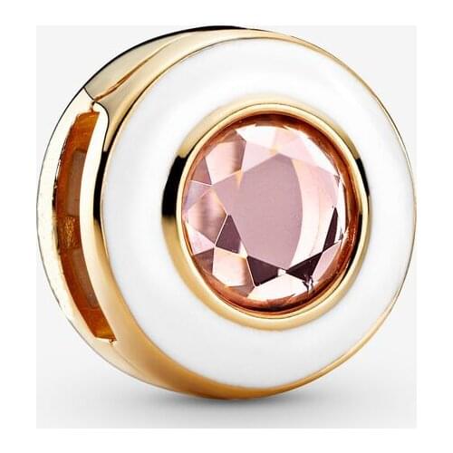 Fashion 925 Sterling Silver Beads Sparkling White Circles Clip Fit Original Pandora Bracelets Women DIY Jewelry