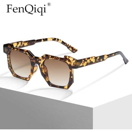 Fashion Irregular Square Sunglasses New Women Retro Shades Mne Brand Designer Sun Glasses Leopard Frames lunette de soleil