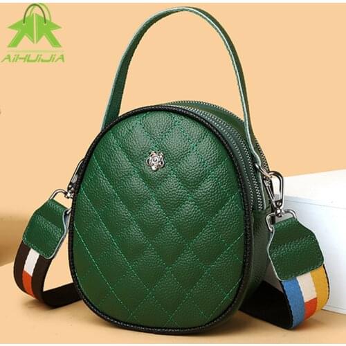 Fashion Genuine Leather Hand Bags for Women 2021 New Style Lozenge Shoulder Bag Luxury Designer Ladies Broadband Messenger Bag