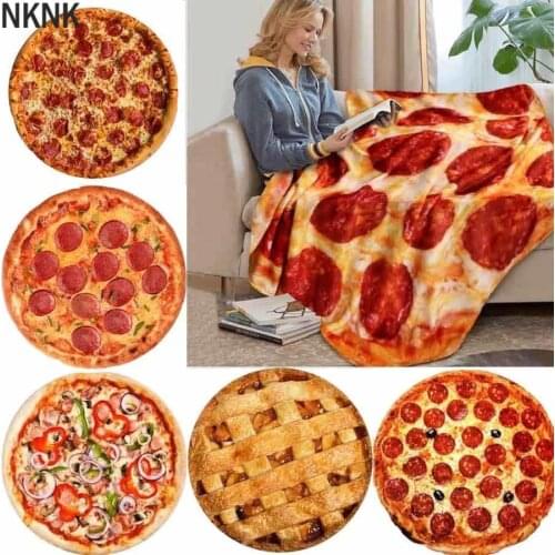 Soft warm flannel tortilla pizza blanket 200Gsm round shape donut airplane travel portable wearable winter throw blanket