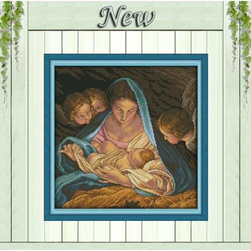 Madonna and children baby angel decor painting counted print on canvas DMC 11CT 14CT kits Cross Stitch embroidery needlework Set
