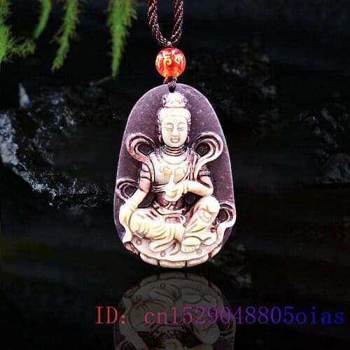 Jade Guanyin Pendant Chinese Fashion Carved Necklace Jewelry Natural Gifts Charm Amulet Gemstone