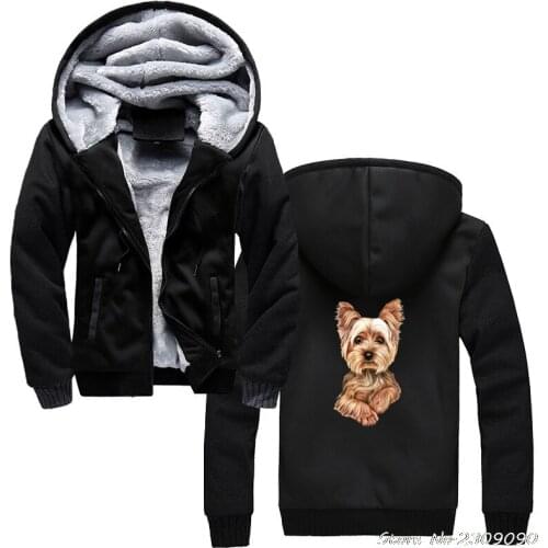 New Colorful Yorkshire Terrier Art Painting hoodies Cute Love My Dog Men winter Keep Warm Casual Male thicken Sweatshirts