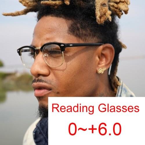 New Trend Blue Light Blocking Reading Glasses Men Women Half Frame Diopters Casual Clear Lens Mens Presbyopia Glasses Eyeglasses
