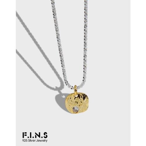 F.I.N.S INS Luxury Cauliflower Chain Necklace S925 Sterling Silver Choker Necklace Uneven Surface Square Pendants for Women