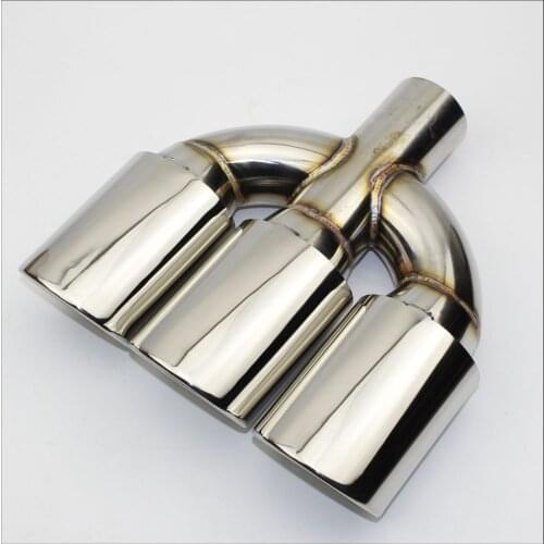 Suitable for Honda civic refit exhaust center 3-hole tail throat 304 stainless steel muffler tail tube