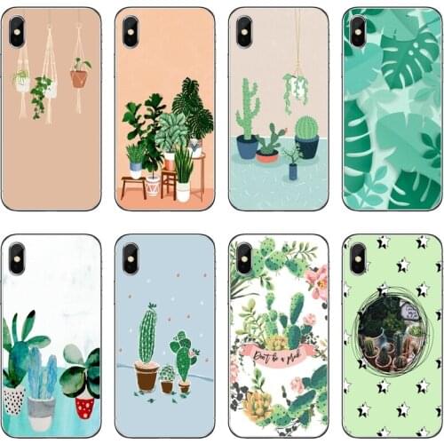 Cartoon Green plants Transparent Phone Case For iPhone 12 11 Pro Max Mini XS Max XR X 8 7 Plus 6 6S Plus 5 5S SE 2020
