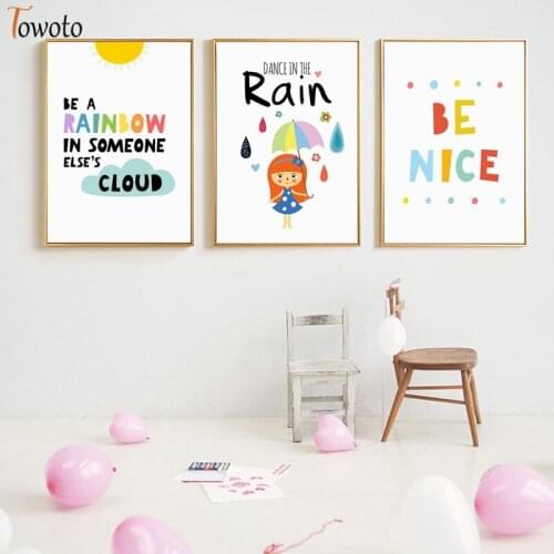 Scandinavian Canvas Painting Inspiration Quotes Poster Nursery Prints Rainbow Wall Art Girls Room Decorative Wall Pictures