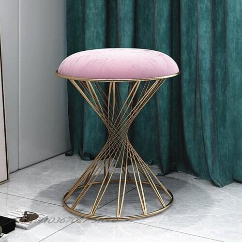 Nordic Dressing Table Stool Simple Iron Dressing Stool Net Red Makeup Stool Light Luxury Manicure Chair Shoe Replacement Stool