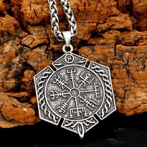 Nordic Viking Valknut Stainless Steel Rune Necklace For Men With Valknut Gift Bag