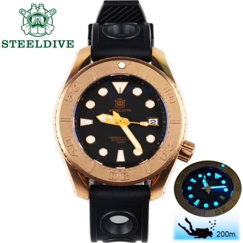 STEELDIVE 1971S Bronze Dive Watch 20ATM Automatic Watch NH35 Sapphire Crystal Mechanical Watches Men C3 Luminous Diving Watches