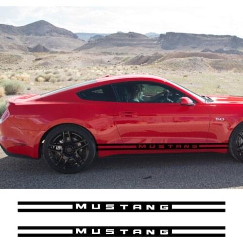 2PCS Car Stickers Stylish Auto Long Door Side Stripes Decals For Ford Mustang Automobiles Vinyl Styling Tuning Car Accessories