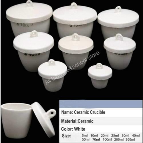 1pcs 2pcs 5pcs 10pcs 5ml to 300ml Porcelain crucible lab ceramic crucible with lid for school labratory labwares