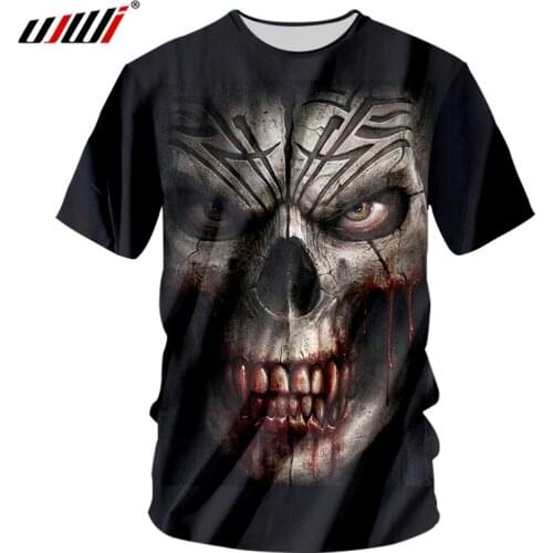 UJWI T-shirt Man O Neck New 3D Tshirt Print Bleeding skull Casual Large Size Attire Homme Spring Tee Shirt Dropship Suppliers