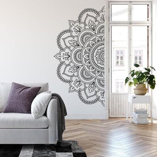 Boho Mandala Wall Sticker Large Half Mandala Wall Decal Mandala Stickers Vinyl Wall Decor for Home Studio Decor Decals C889