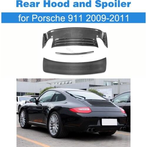 Rear Hood and Rear Wing Spoiler Carbon Fiber Fit for Porsche 911 2009-2011