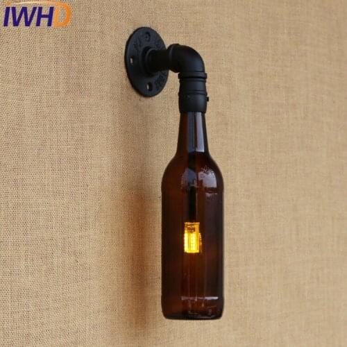 Loft Style Iron Water Pipe Wall Lamp Sconce LED Retro Glass Bottle Industrial Vintage Wall Light Fixtures Home Decor Lighting