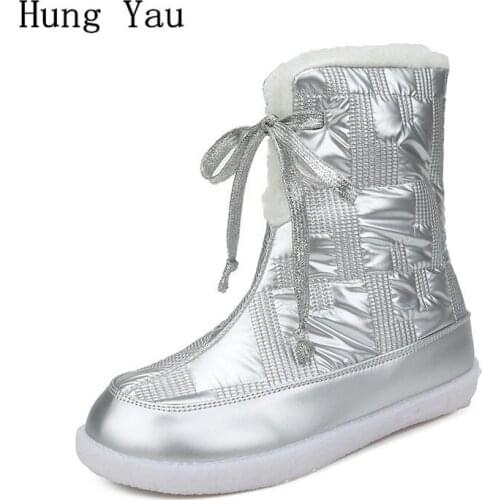 Women Snow Boots Ankle Winter Warm Outdoor Shoes Lace Up Non-slip Sneakers Casual Flat Platform Fashion Plus Size 35-43