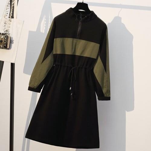 Chic Long Knit patchwork Women zipper Sweater Dress Warm Winter Dress Female Rib Turtleneck A Line Dress Office Lady clothing