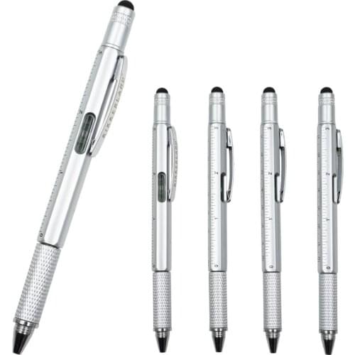 10PCS/LOT Multi Function Touch Screen Tool Stylus Pen with Spirit Level Ruler Screwdriver School Supplies