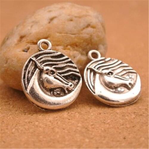 Trendy10 pcs/lot Horse head Antique Silver Plated Bracelets Charm Pendants Fashion Jewelry Making Findings DIY Charms Handmade