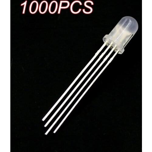 1000pcs/lot 5mm RGB LED Common Anode 4 Pins Tri-Color Emitting Diodes f5 RGB Diffused
