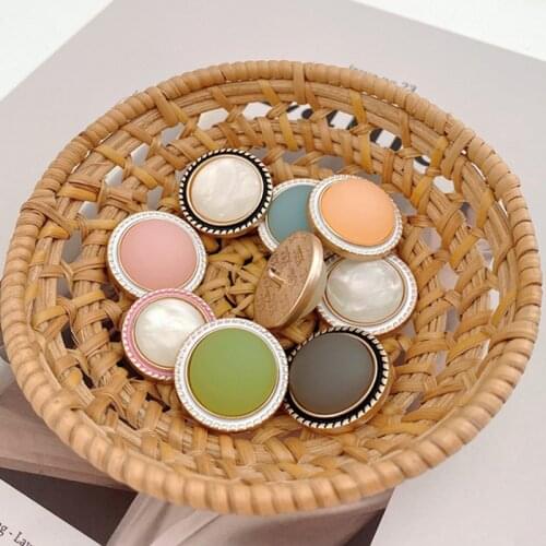 2pcs/lot Candy Color Touch Metal Buttons Matte Gold and Black Pearlescent Coat Decoration Accessories YS201017-4