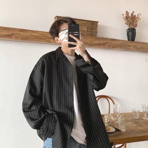 2021 Mens High Grade Fabric Shirts Lapel Collar Loose Stripe Printing Long Sleeve Shirts Camisa Masculina Clothes Size M-2XL